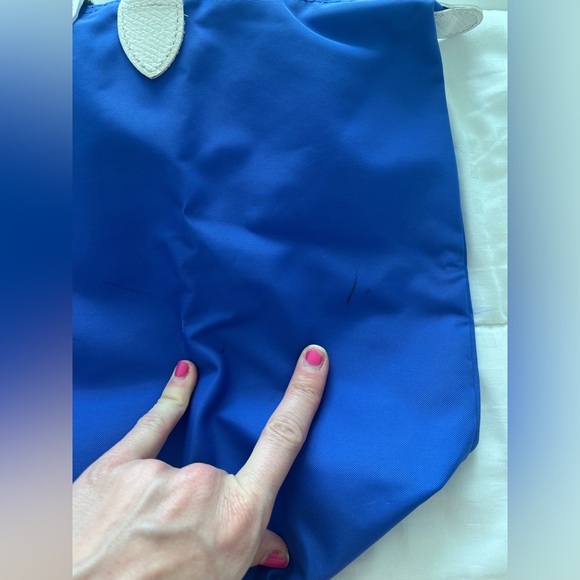 Longchamp Sarah Morris Le Pliage Large Tote Bag in white and blue - Picture 6 of 8